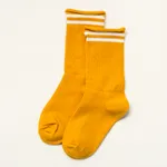 幼兒/兒童 女孩/男孩 休閒中小腿彩色襪子 薑黃色