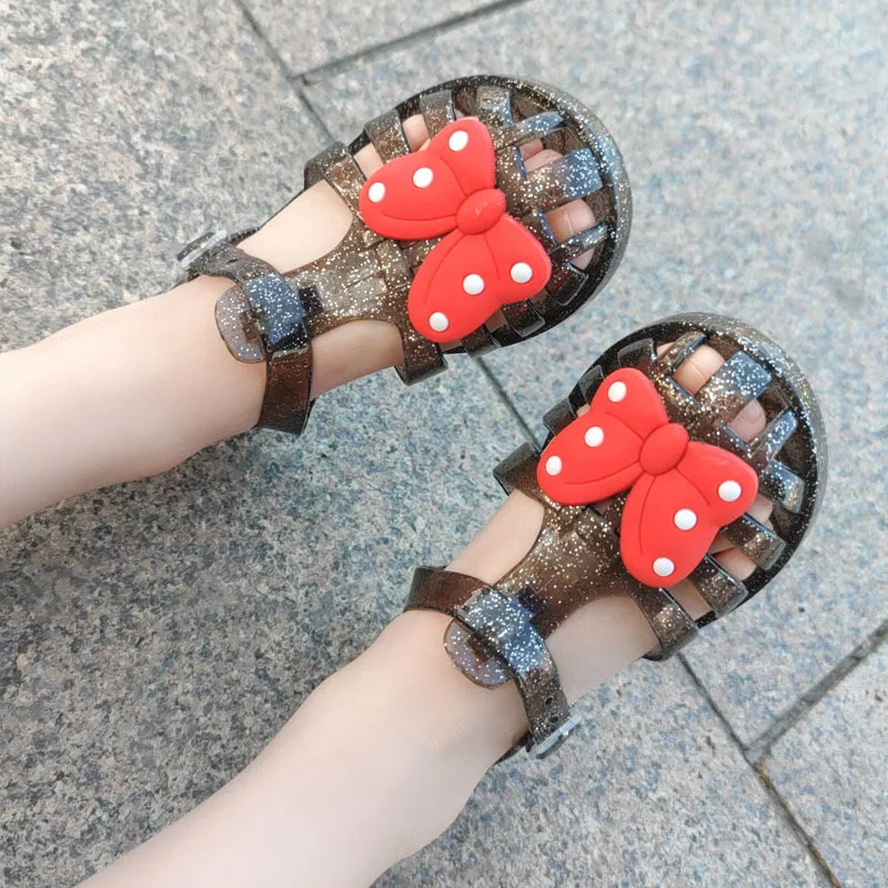 

Toddler/Kid Girl Trendy Bow Applique Semi Transparent Buckle Sandals