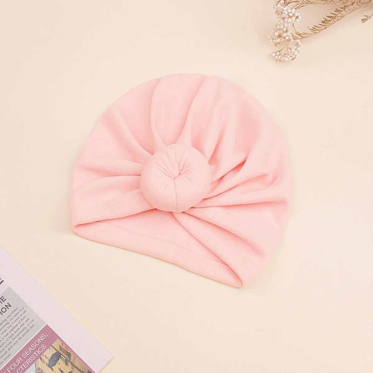Baby Casual Style Knotendesign Pullover Beanie Stirnband  rosa big image 1
