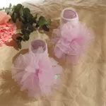 Calcetines de piso con apliques de peonía de malla de estilo dulce para bebé niña  Púrpura