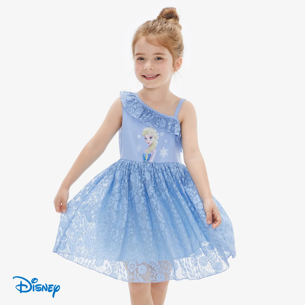 迪士尼冰雪奇緣 小童 女 偏襟 甜美 連衣裙 藍色 big image 1