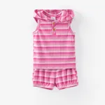 Baby Boy/Girl 2pcs Striped Print Hooded Tank Top and Shorts Set Roseo