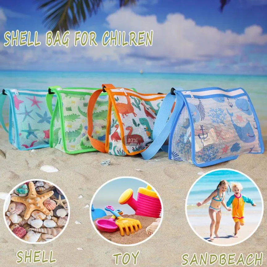 Bolsos bandolera de playa de malla con cremallera estampada para niños pequeños / niños  Turquesa big image 1