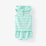 Baby Boy/Girl 2pcs Striped Print Hooded Tank Top and Shorts Set Aqua