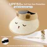 Niño pequeño / niños niño / niña 3D Animal Ear Full Face UPF50 + Sombreros de protección solar Beige