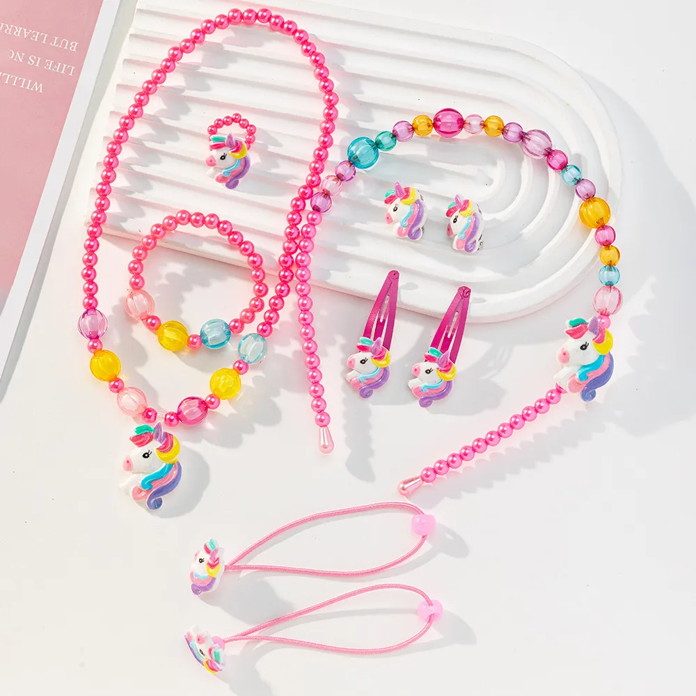 Toddler/kids Girl Sweet 7-Piece Unicorn Accessories Sets  Hot Pink big image 1