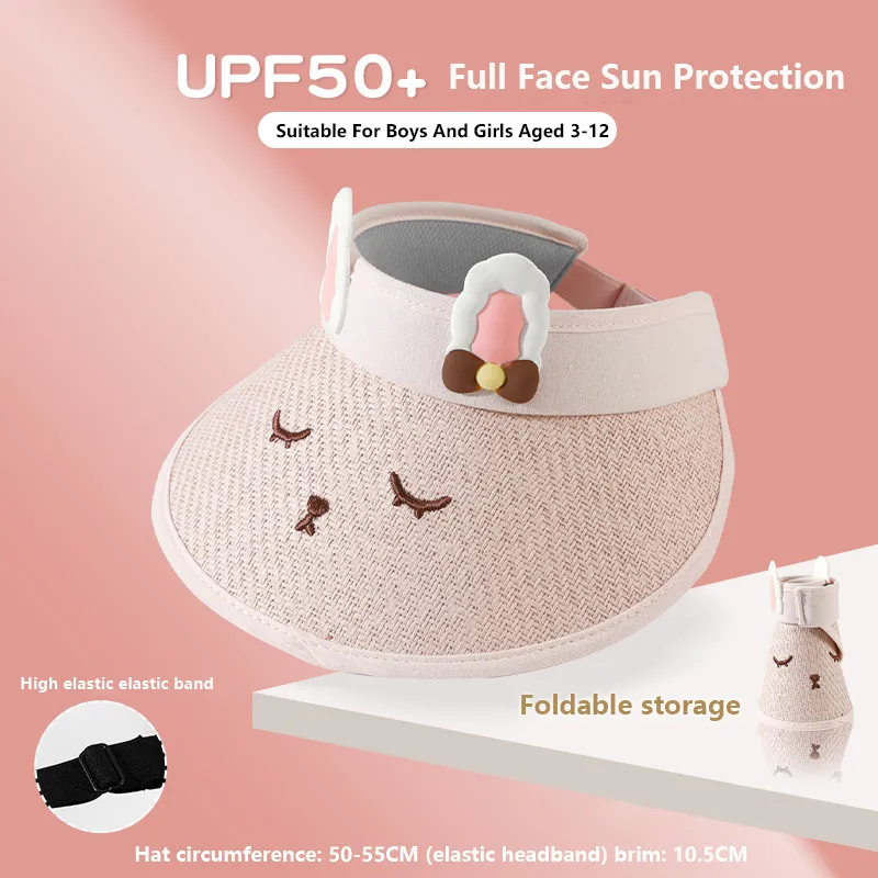 Niño pequeño / niños niño / niña 3D Animal Ear Full Face UPF50 + Sombreros de protección solar Rosado big image 1