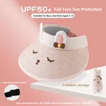 Niño pequeño / niños niño / niña 3D Animal Ear Full Face UPF50 + Sombreros de protección solar Rosado