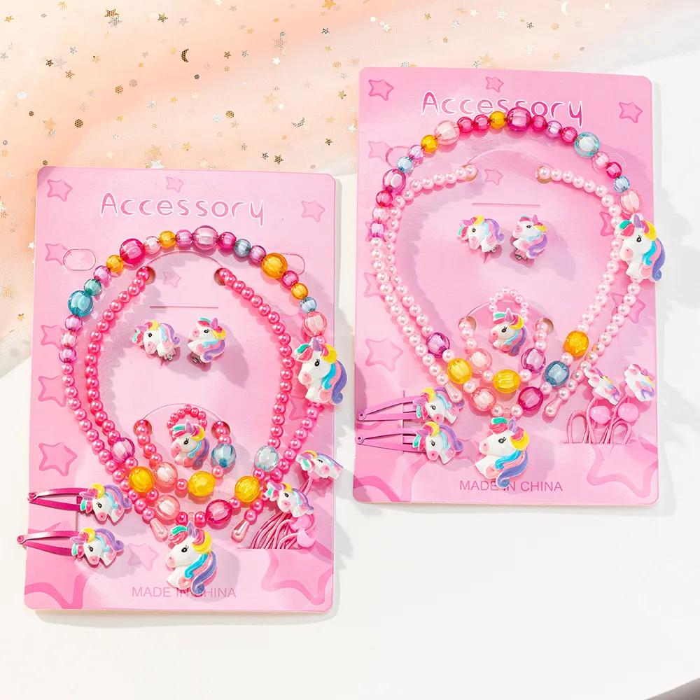 Toddler/kids Girl Sweet 7-Piece Unicorn Accessories Sets  Pink big image 1