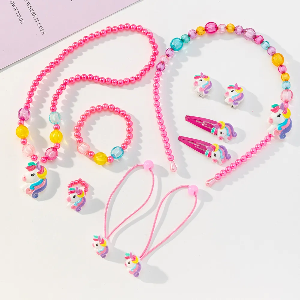 Toddler/kids Girl Sweet 7-Piece Unicorn Accessories Sets  Hot Pink big image 1
