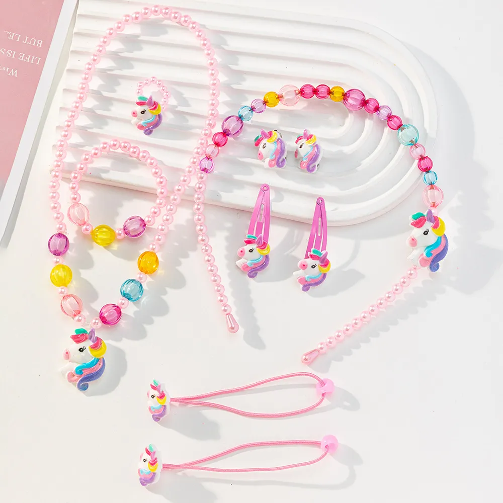 Toddler/kids Girl Sweet 7-Piece Unicorn Accessories Sets  Pink big image 1