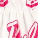 Barbie Baby Girls 1pc 95% Cotton Allover Letter Print Bow Front Cami Romper  PinkyWhite