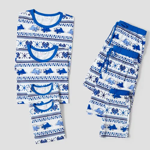 Family Matching Dinosaur Fair Isle Printed Pockets Drawstring Pajamas Sets (Flame Resistant) 