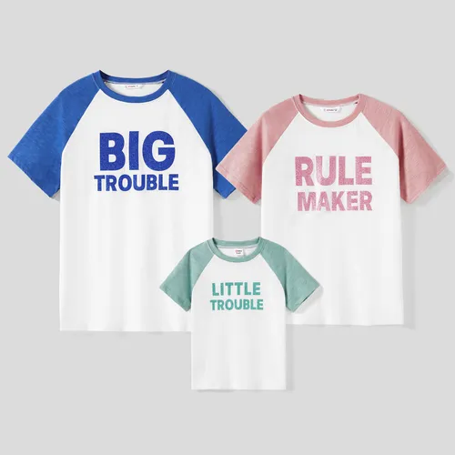 Family Matching Fun Words Shiny Letter Raglan Sleeves Top