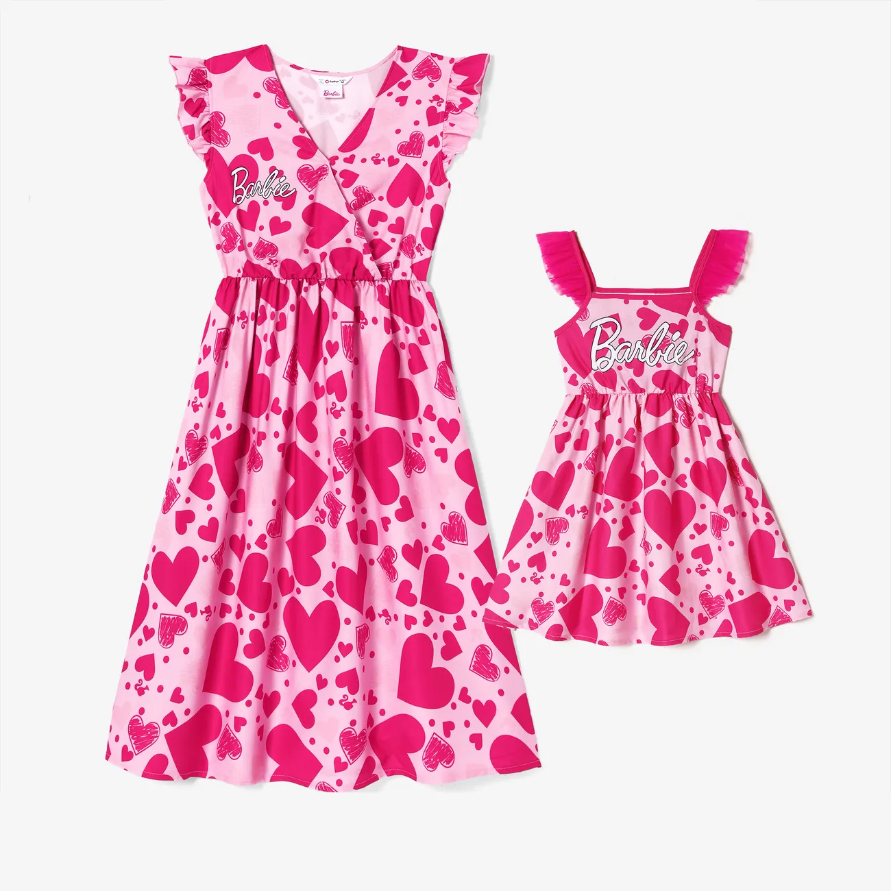 Barbie Mommy and Me Mother's Day Letter and Heart Allover Print Dress
 Roseo big image 1