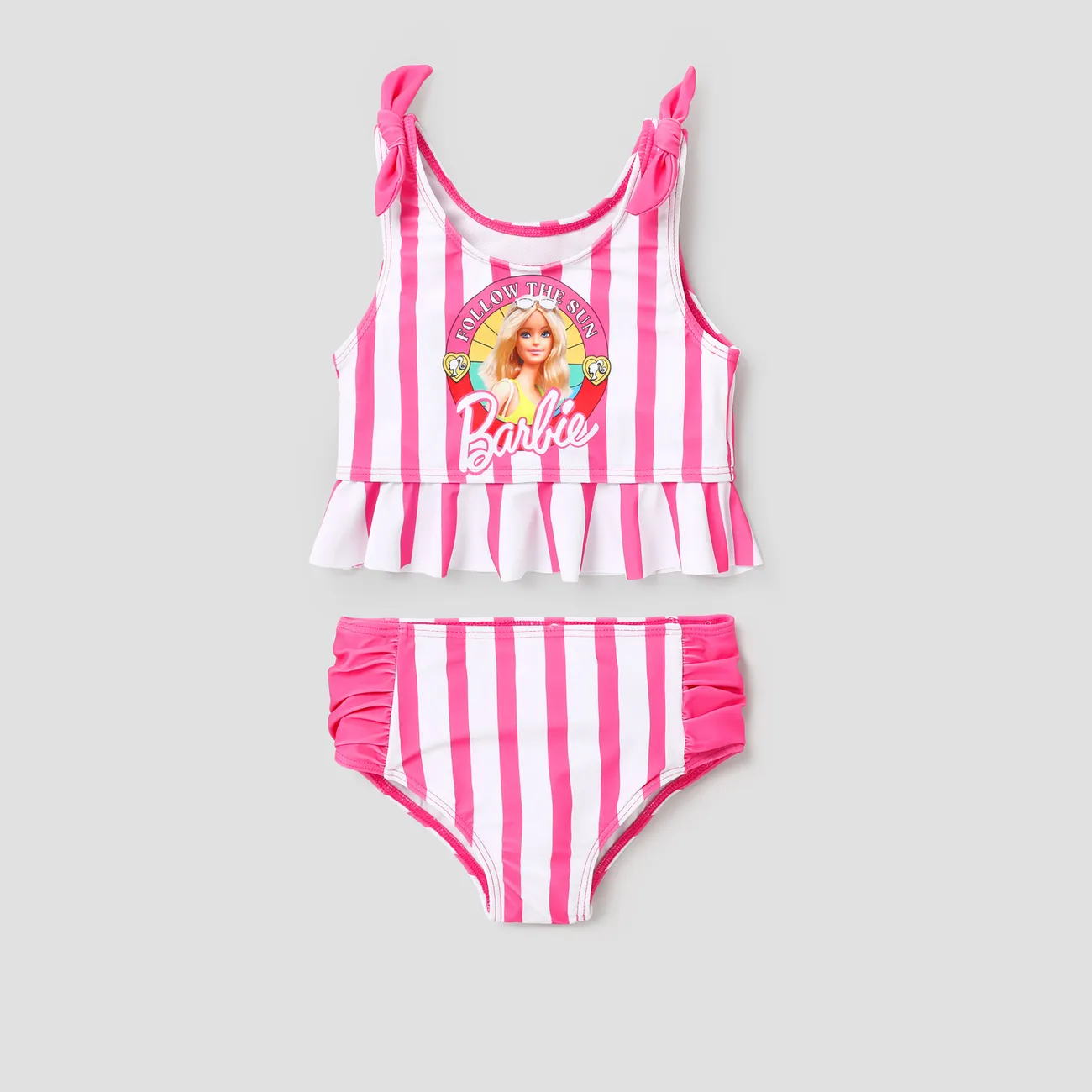 Barbie Toddler/Kid Girl 2pcs Character and Stripes Print Swimsuit
 Roseo big image 1