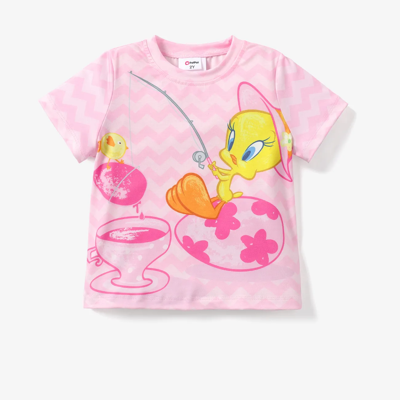 Looney Tunes Ostern Kleinkinder Unisex Kindlich Kurzärmelig T-Shirts rosa big image 1