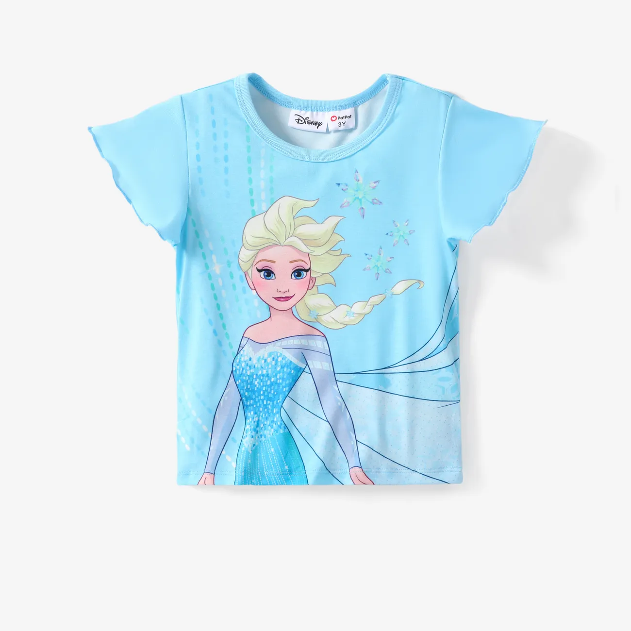 迪士尼冰雪奇緣 小童 女 立體造型 童趣 短袖 T恤 藍色 big image 1