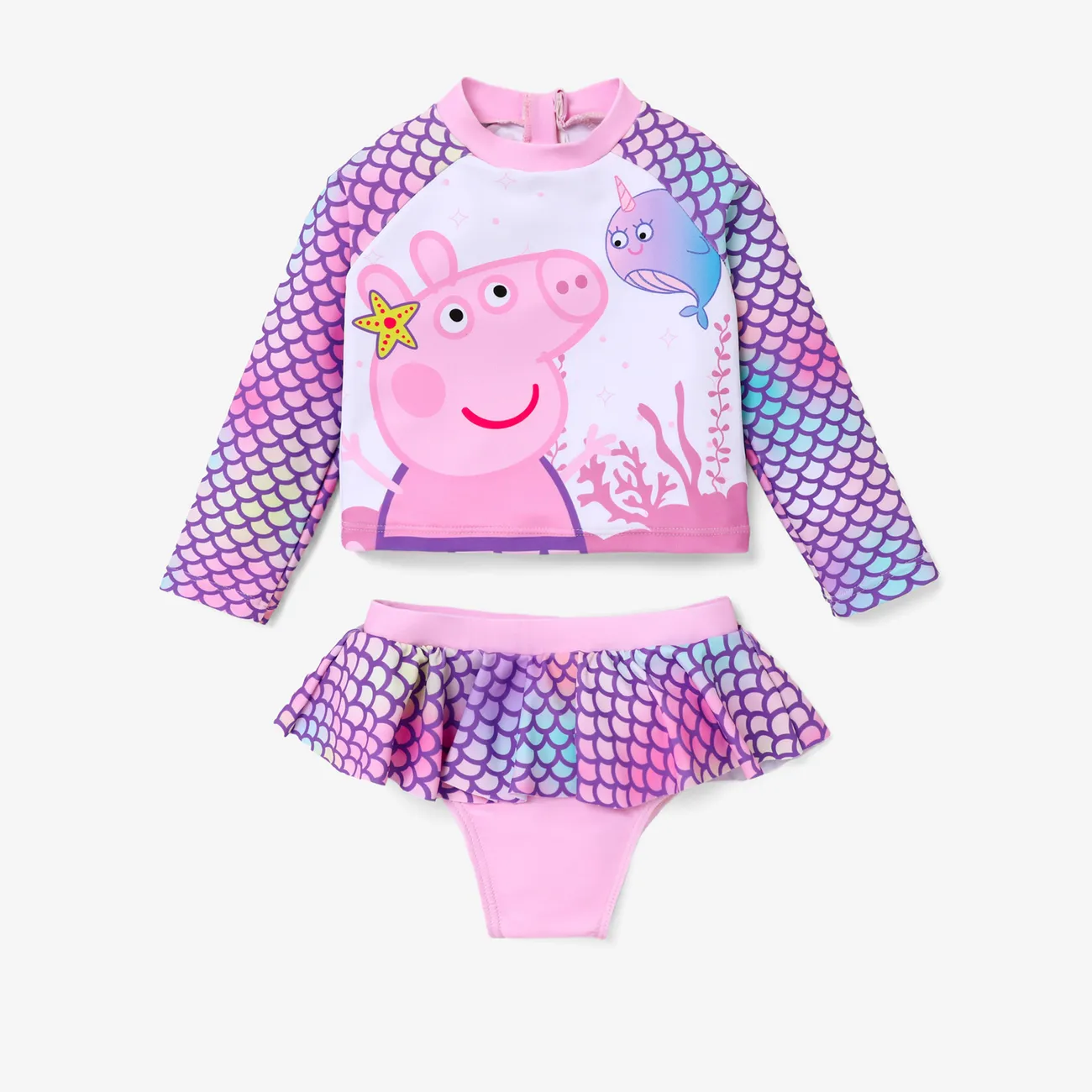 Peppa Pig 2 Stück Mädchen Reißverschluss Kindlich Schwein Badebekleidung rosa big image 1