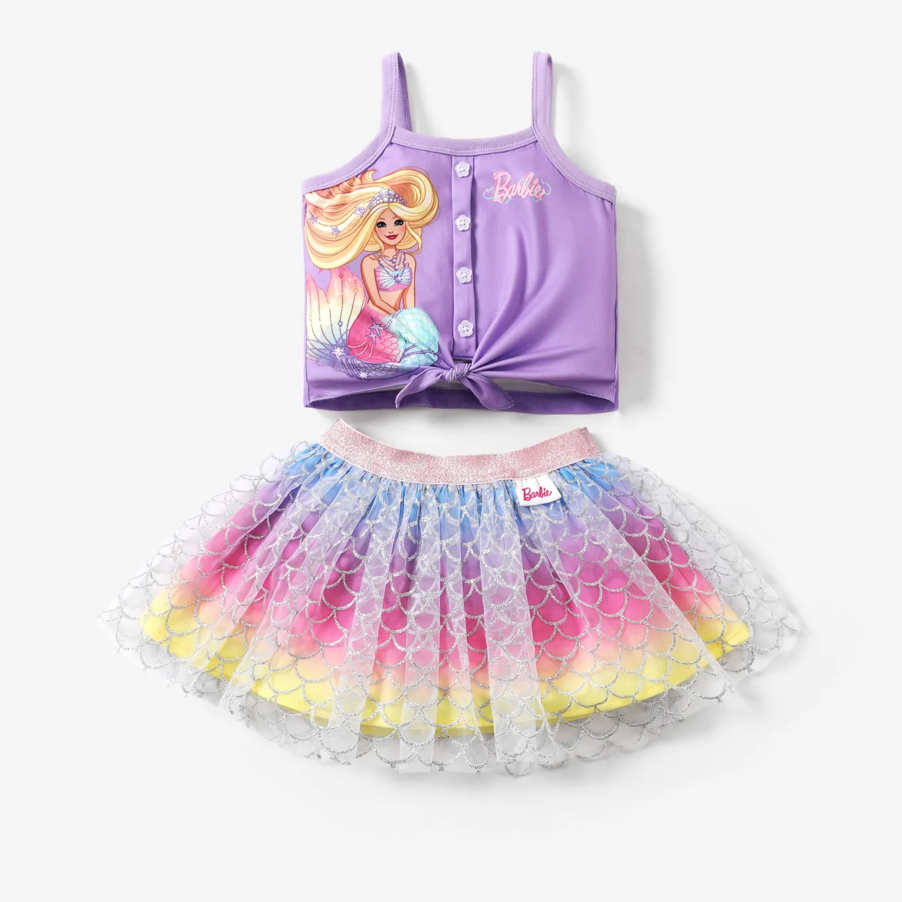 Barbie 2 pièces Enfant en bas âge Fille Enfantin Costume jupe Multicolore big image 1