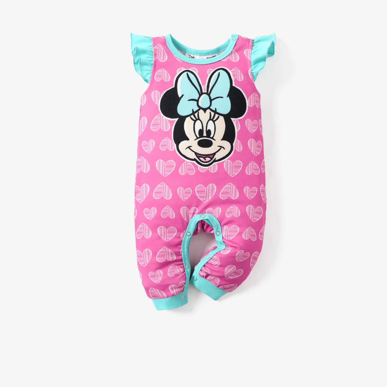 Disney Mickey and Friends 1pc Baby Girls Naia™ Character Print Ruffled Short-Sleeve Bodysuit
 Pink big image 1