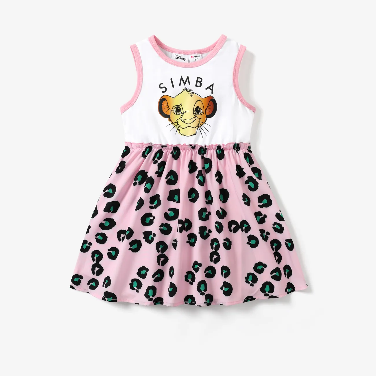 Disney Rei Leão Criança Menina Costuras de tecido Infantil Padrão de leopardo Vestidos Rosa big image 1