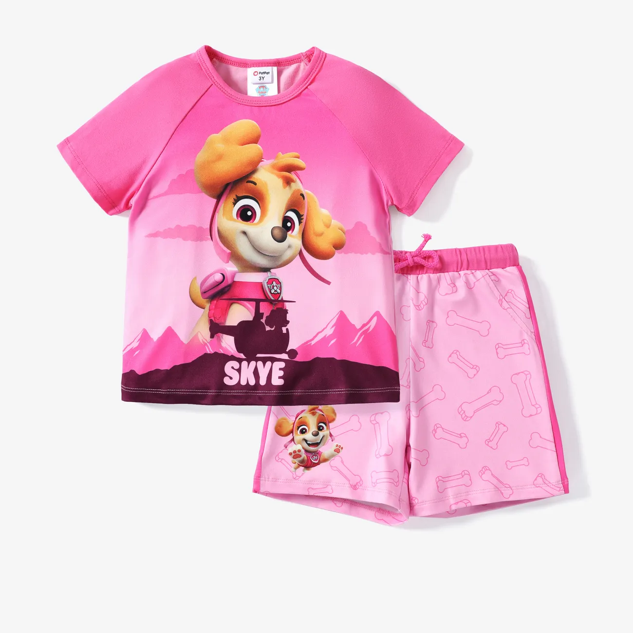 Paw Patrol Toddler Boys/Girls 2pcs Character Print Cotton T-shirt with Shorts Sporty Set Pink big image 1