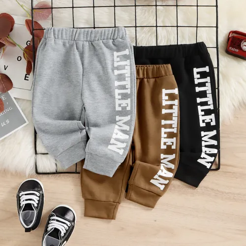 pantalones de chándal casuales con estampado de letras para bebé niño