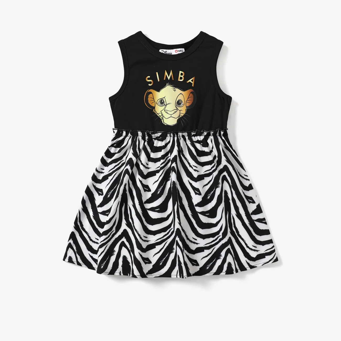 Disney Lion King Simba 1pc Toddler Girls Zebra/ Leopard Print Tank Dress Black big image 1