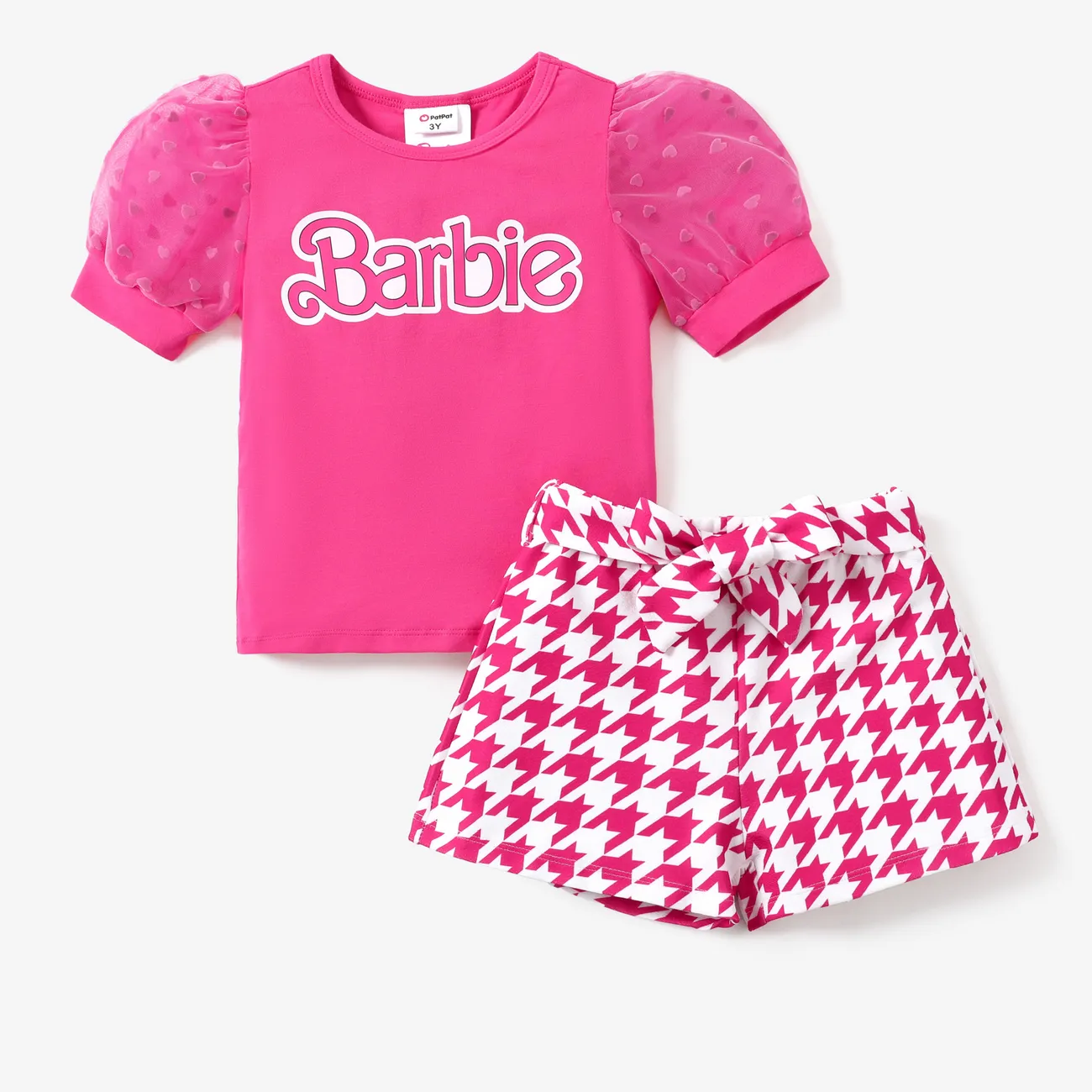 Barbie 3 unidades Menina Costuras de tecido Bonito Conjuntos rosa branco big image 1