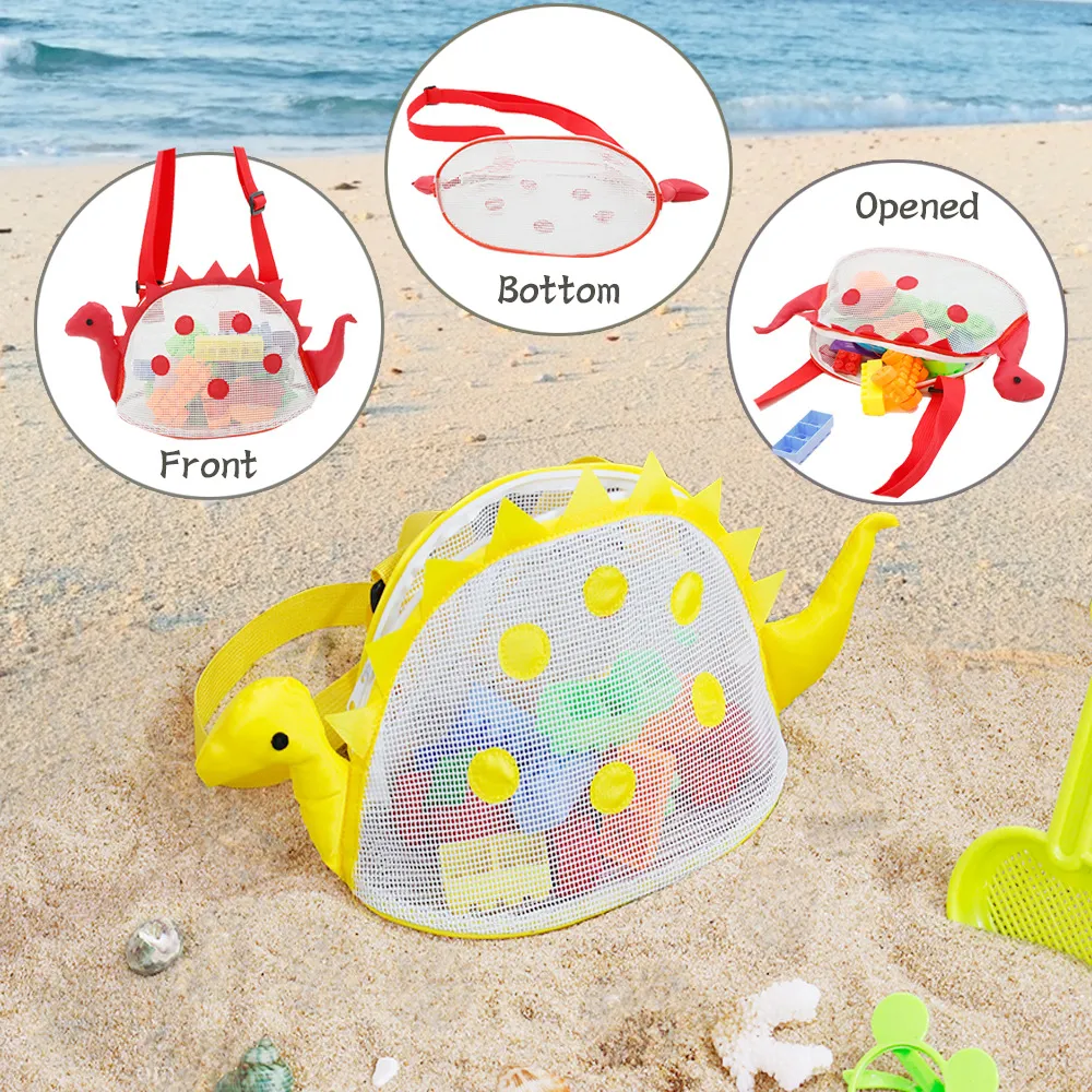 Toddler/kids Girl/Boy Childlike Dinosaur Mesh Crossbody Beach Bags  Yellow big image 1