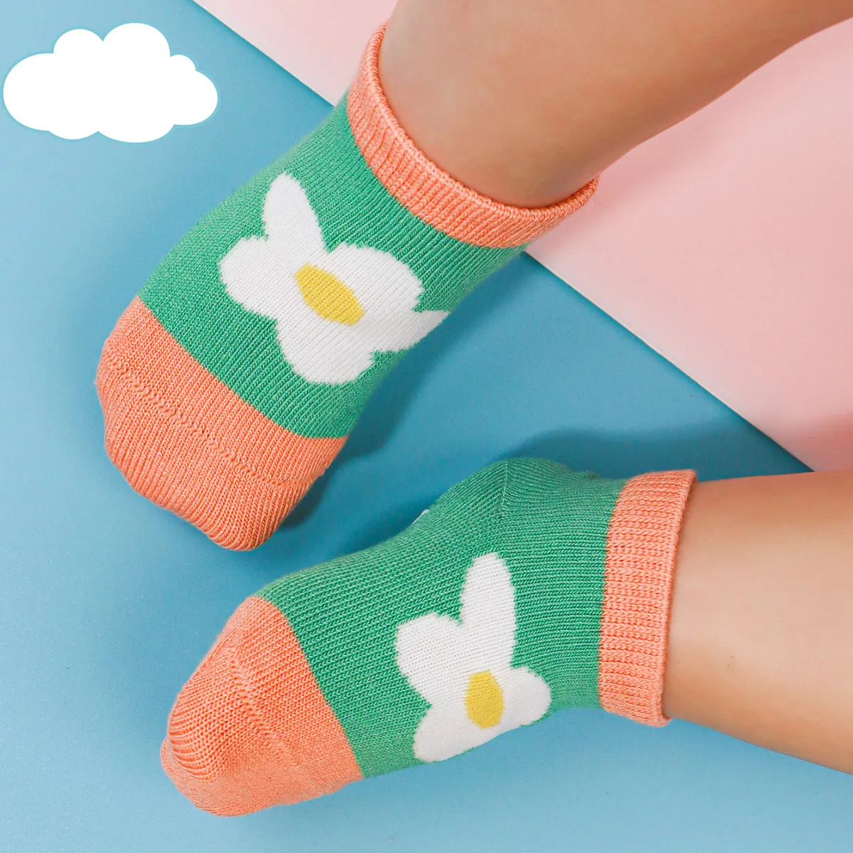 Bebê colorido 4-pack Anti-Slip meias curtas colorido big image 1