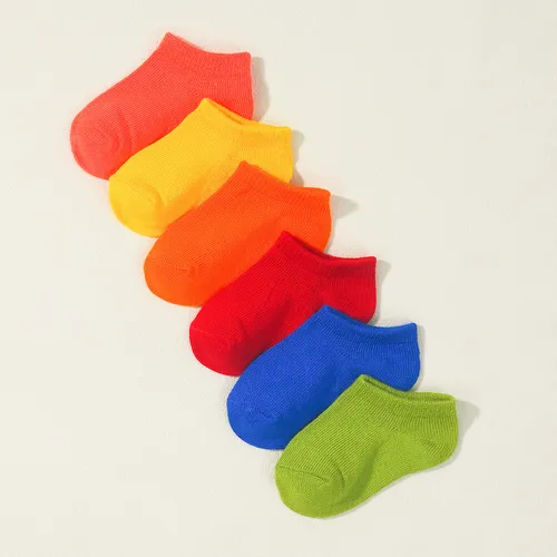 Paquete de 6 calcetines coloridos de fibra de bambú casual unisex para bebé