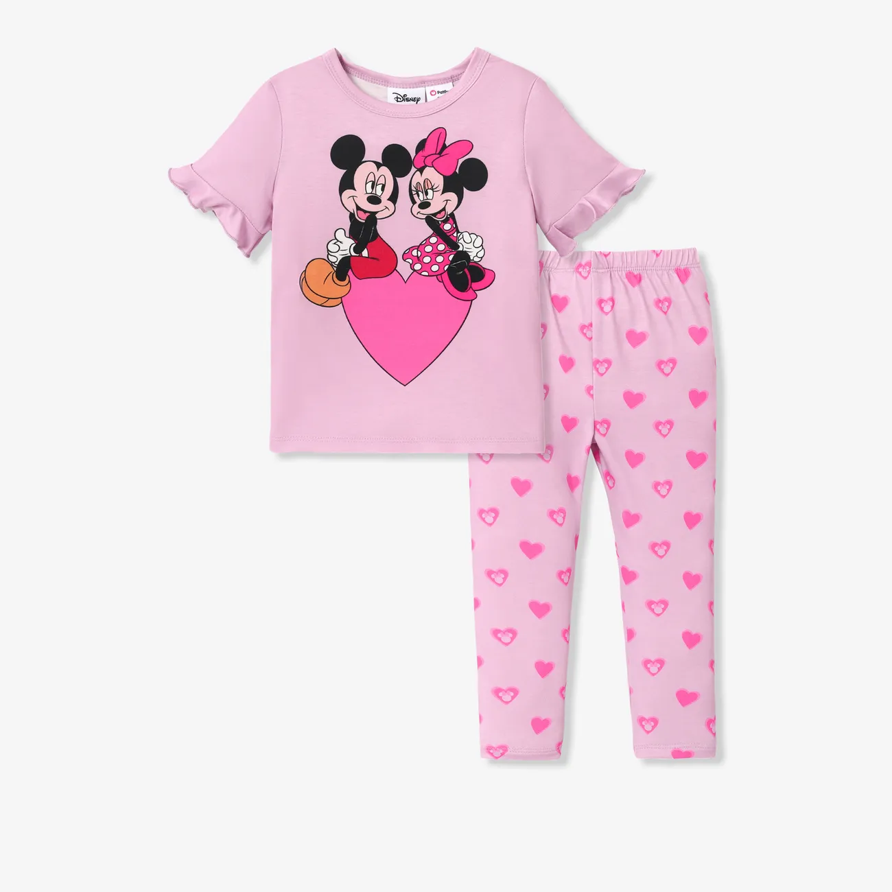 Disney Mickey and Friends Día de la Madre 2 unidades Niño pequeño Chica Volantes Dulce conjuntos de camiseta Rosado big image 1