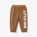 Baby Boy Letter Print Casual Sweatpants Brown