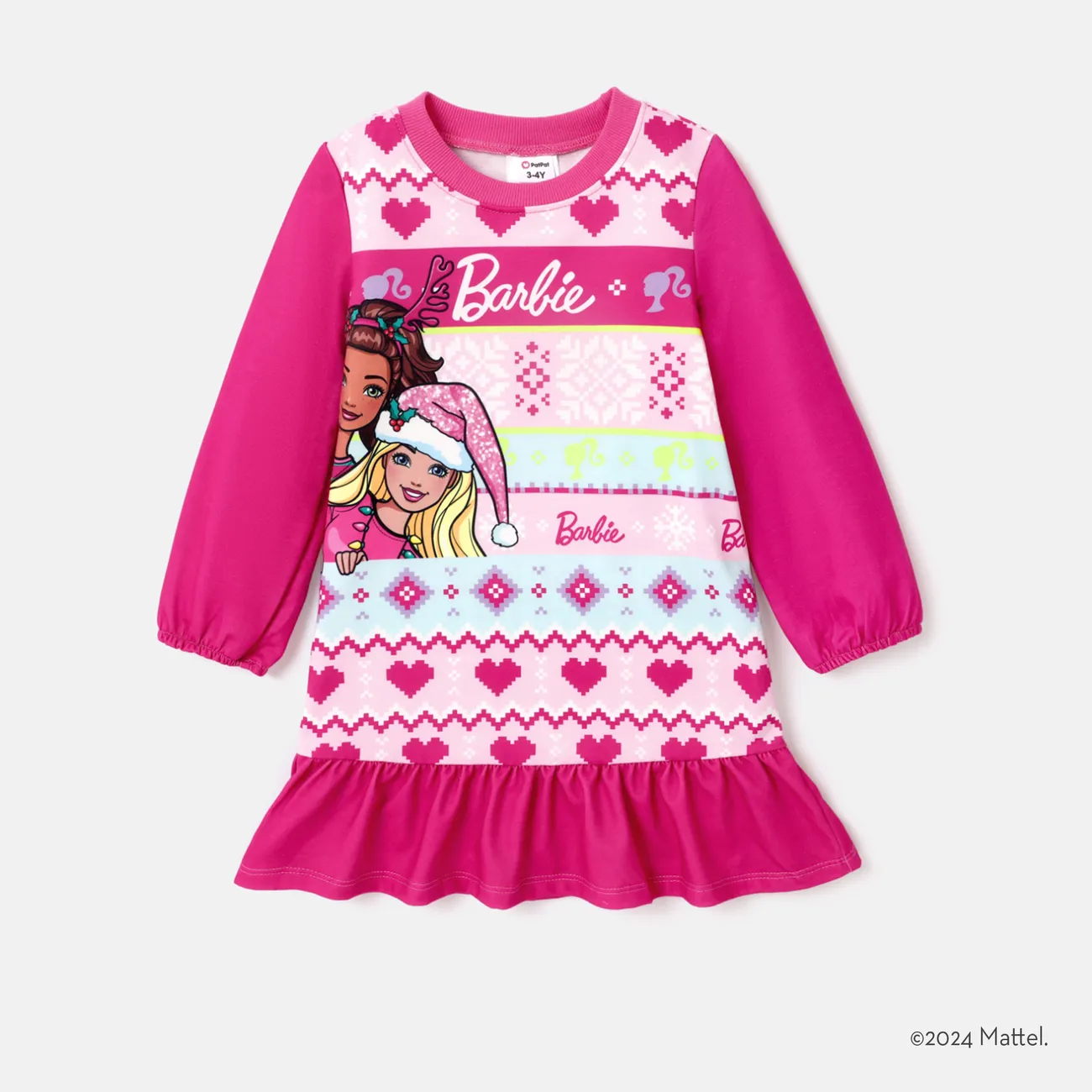Barbie 聖誕節 小童 女 童趣 連衣裙 玫紅色 big image 1