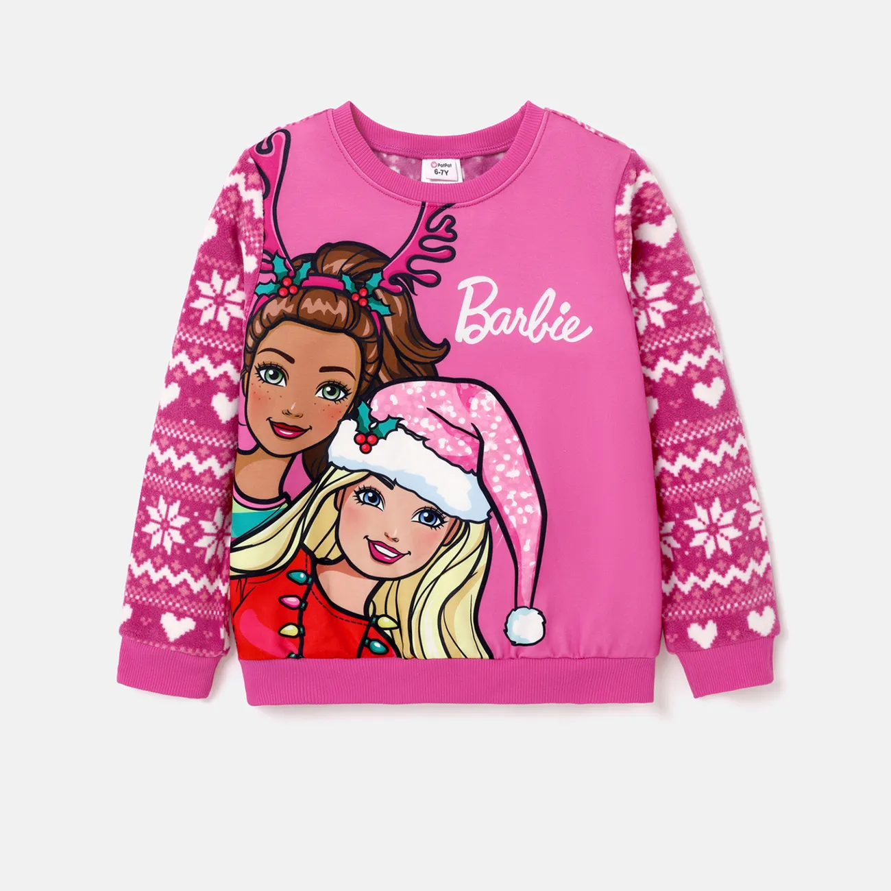 Barbie 大童 女 人物 套頭衫 衛衣 粉色 big image 1