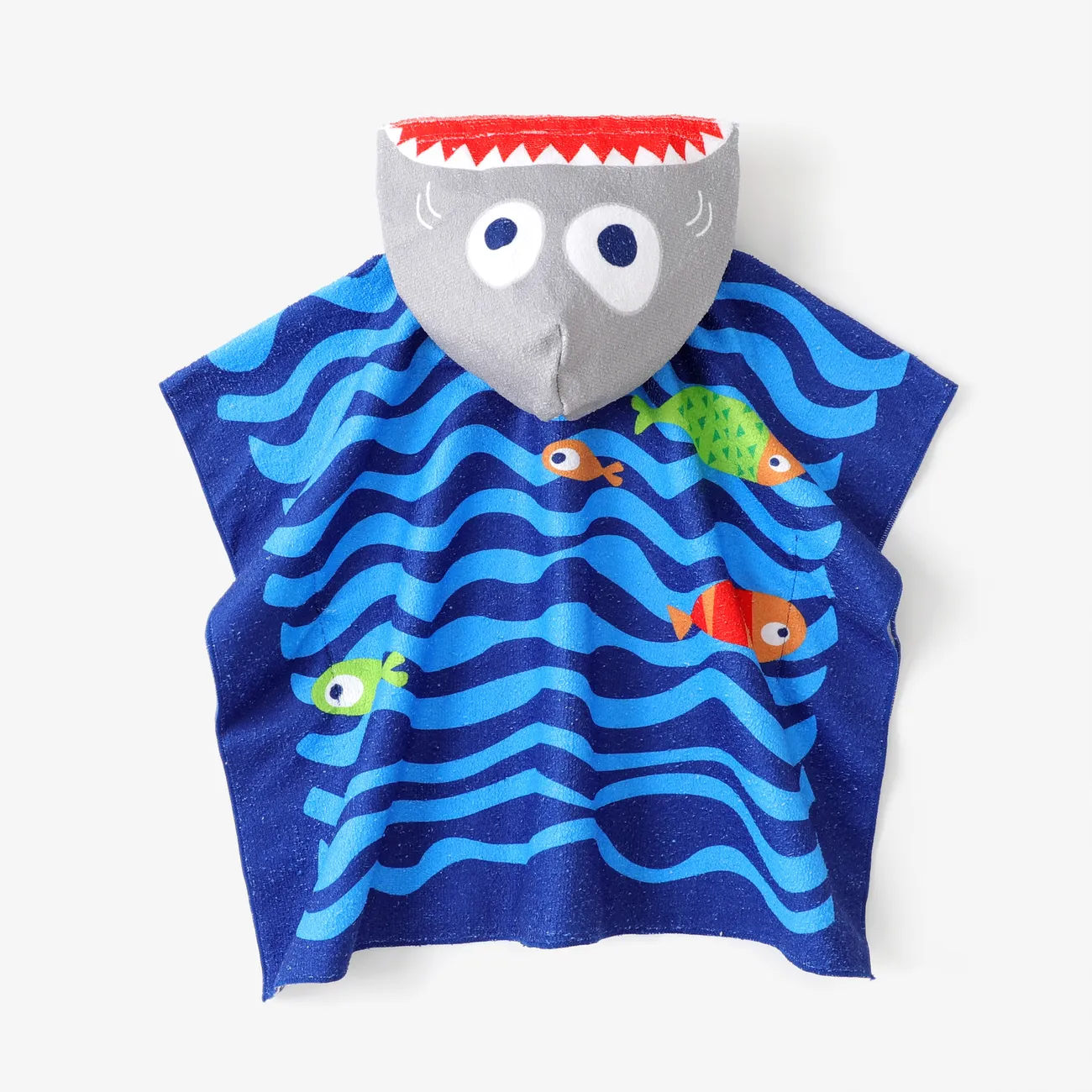 Niño pequeño Unisex Con capucha Infantil Tiburón Trajes de baño Azul big image 1