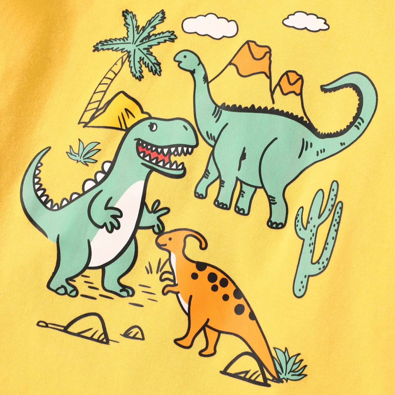 2 Stück Baby Jungen Hypertaktil Dinosaurier Kindlich Kurzärmelig Baby-Sets gelb big image 1