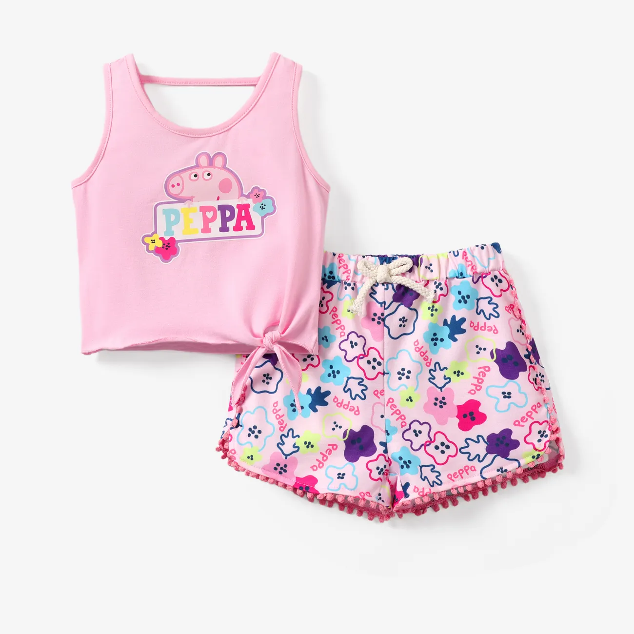 Peppa Pig Ostern 2 Stück Kleinkinder Mädchen Schnürung Kindlich T-Shirt-Sets rosa big image 1