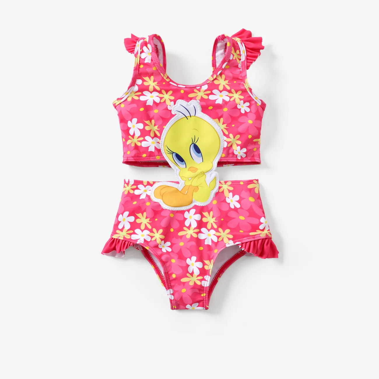 Looney Tunes 1pc Toddler Boys/Girls Character Print Puff-Sleeve One-Piece Swimsuit/Swimming pants
 Pink big image 1