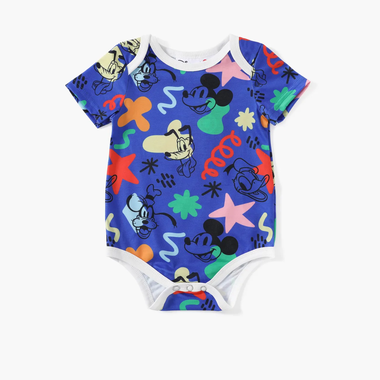 Disney Mickey and Friends 1pc Baby Girls/Boys Naia™ Character Doodle Print Romper Blue big image 1