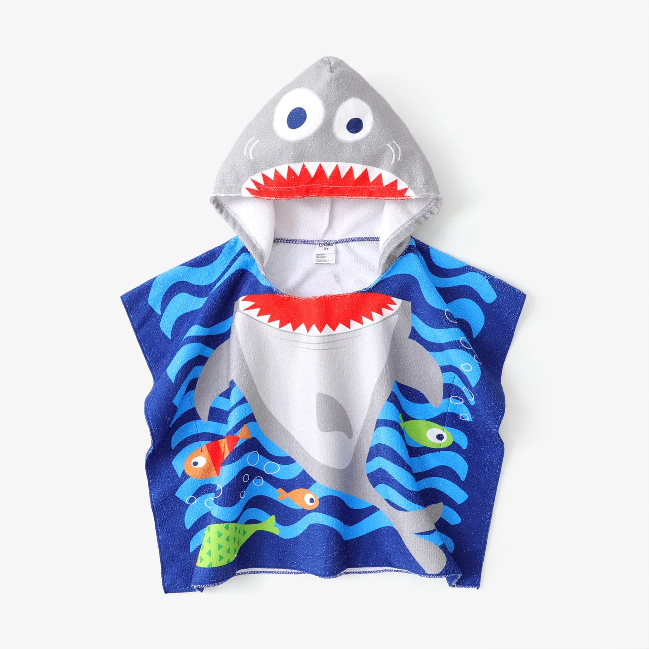 Niño pequeño Unisex Con capucha Infantil Tiburón Trajes de baño Azul big image 1