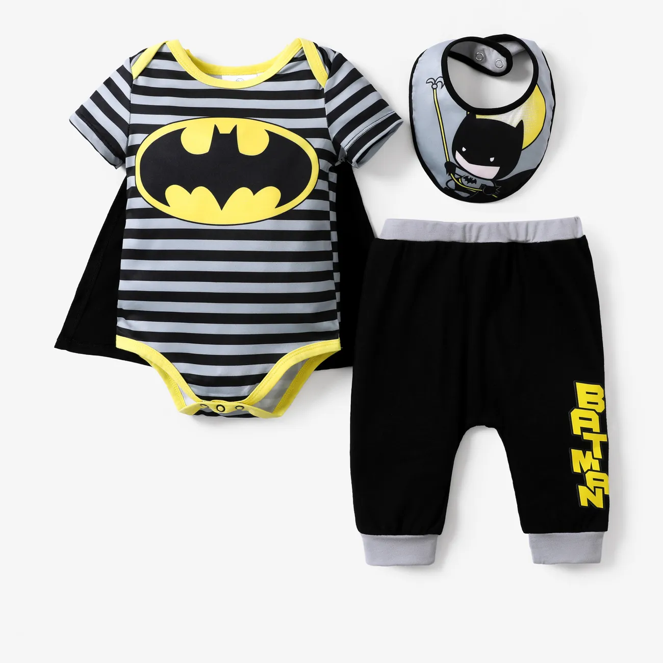 Justice League 3pc Baby Boys Character Striped Baby Set
 Black big image 1