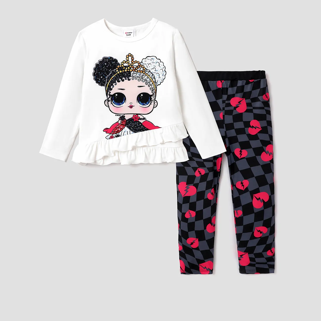 L.O.L. SURPRISE! 2pcs Toddler Girl Character Print Tee and Polka Dots Leggings Set White big image 1