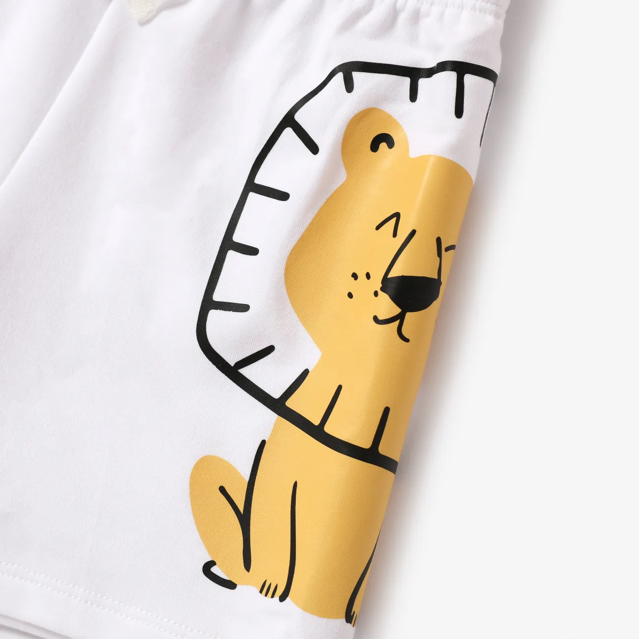 2 pièces Enfant en bas âge Garçon Hypersensible Enfantin Lion ensembles de t-shirts Jaune big image 1