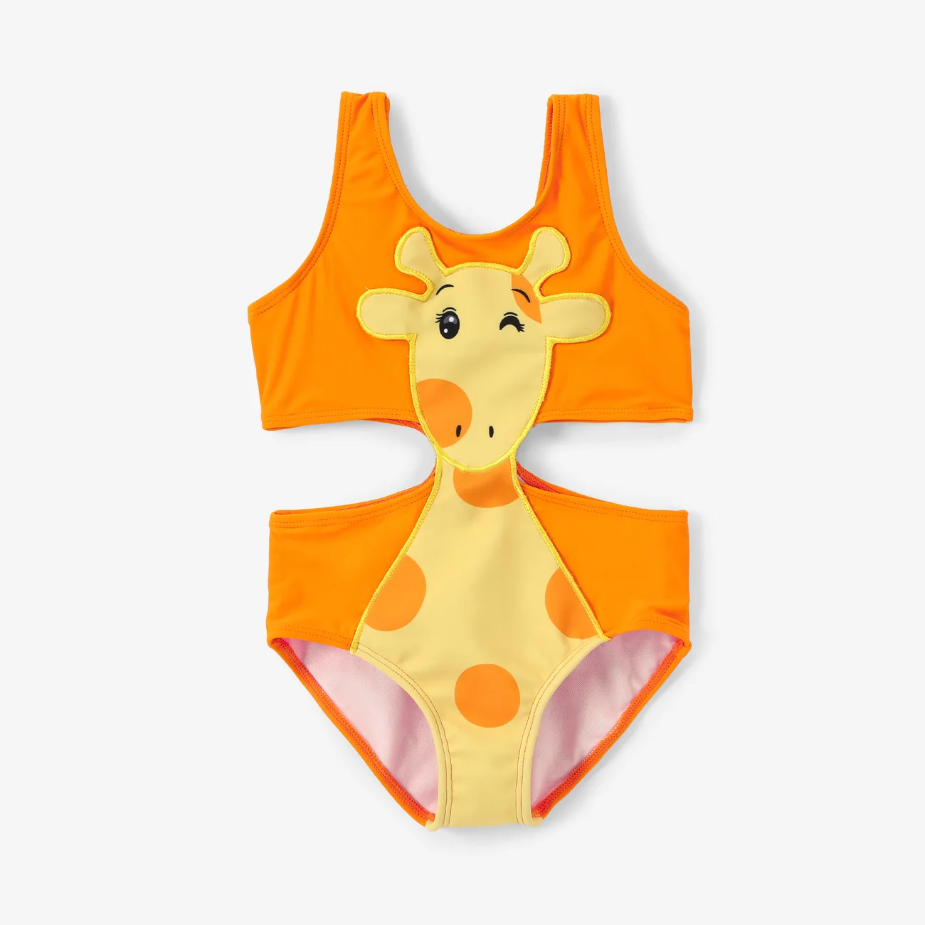 Criança Menina Hipertátil/3D Infantil Girafa Fato de banho Laranja big image 1