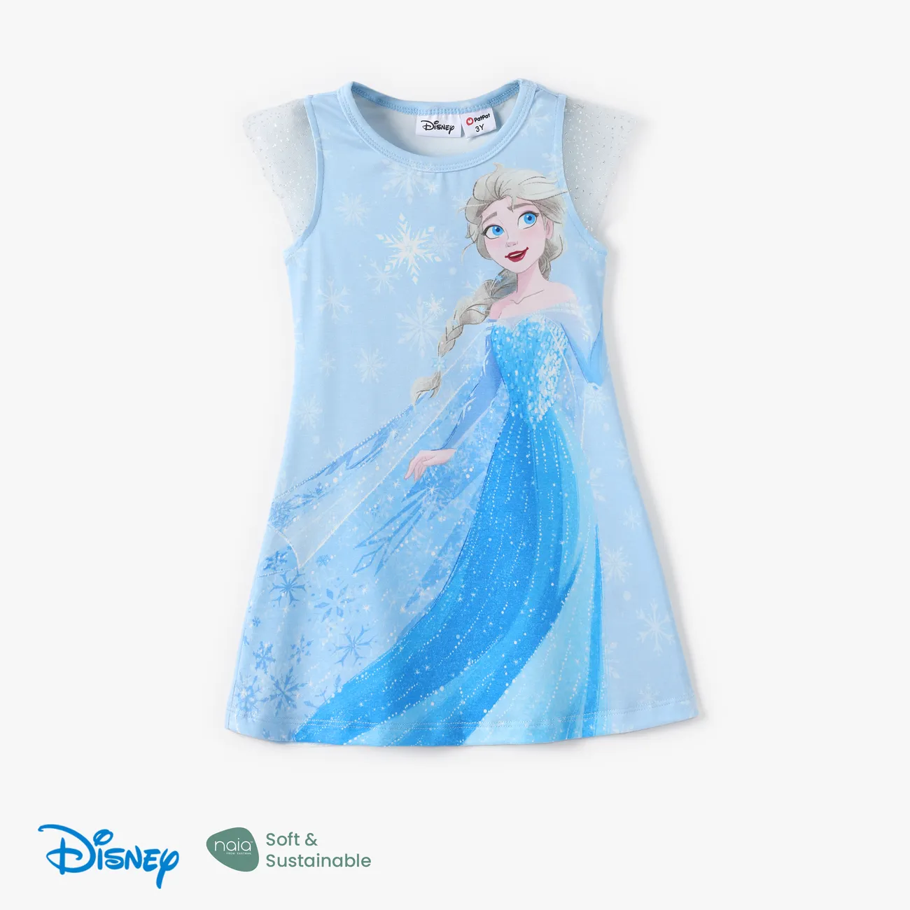 Disney Frozen Criança Menina Costuras de tecido Infantil Vestidos Azul big image 1