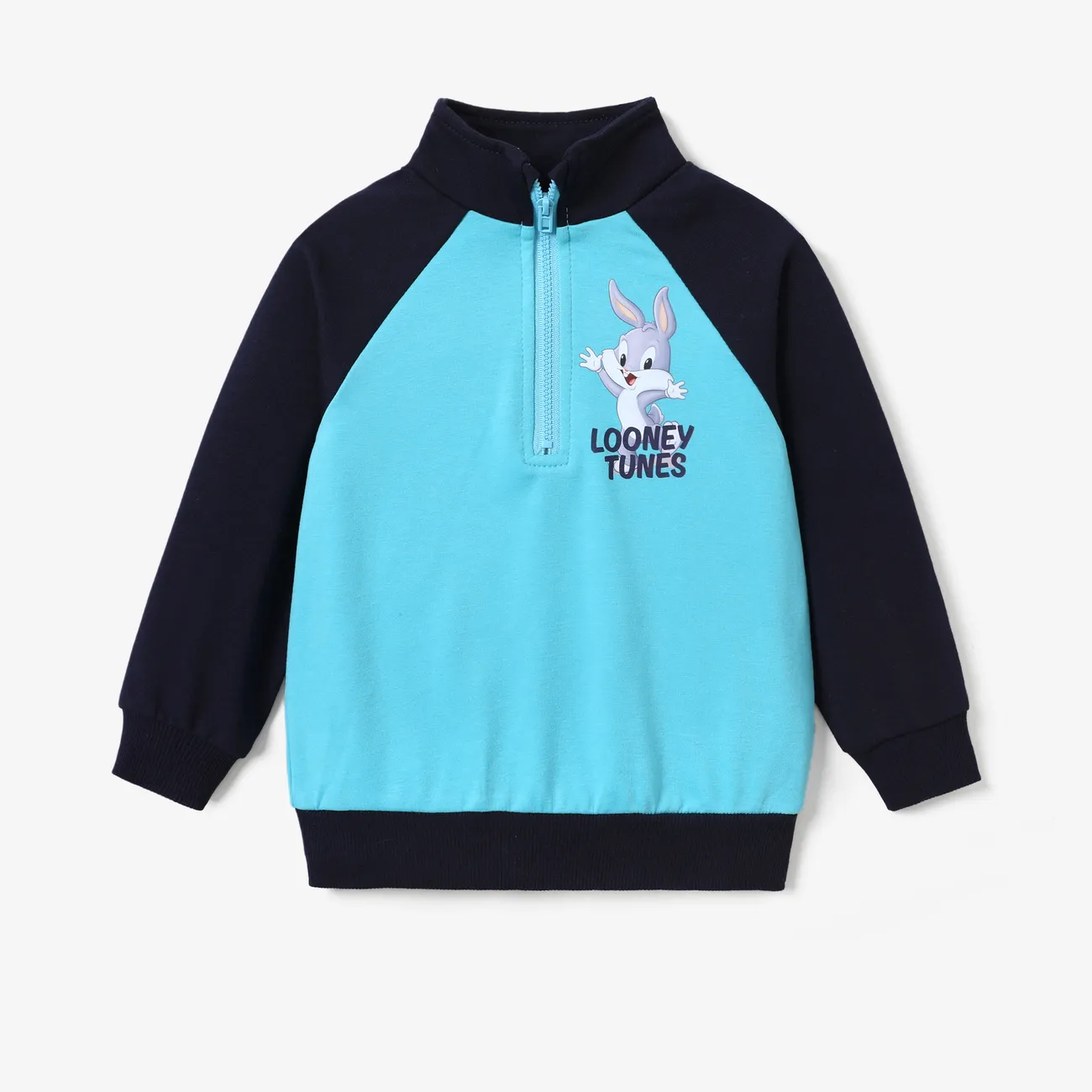 Looney Tunes Toddler Boy/Girl Zipper Stand Collar Sweatshirt Blue big image 1