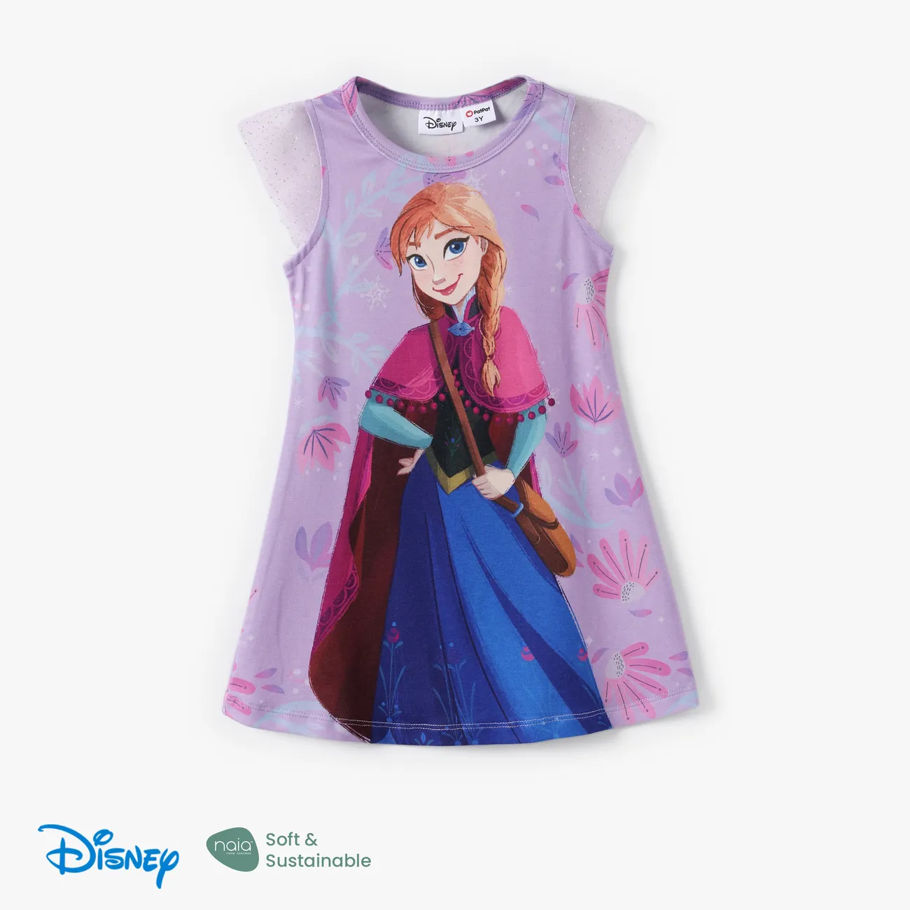 Disney Frozen Toddler Girls Elsa/Anna 1pc Naia™ Sparkling Flutter-sleeve Sleeve Dress Purple big image 1